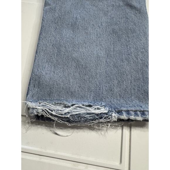 Agolde Jeans 25 Riley High Rise Straight Cropped Fray Medium Organic Button Fly - Picture 8 of 10